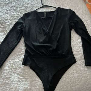 Bodysuit going out top with black shimmer